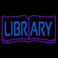 Blue Library Neon Sign