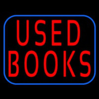 Used Books With Blue Border Neon Sign